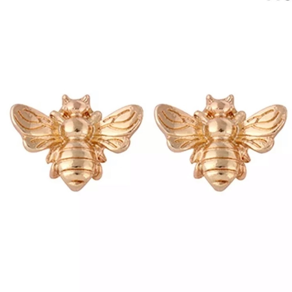 NWT Honey Bee Insect Stud Gold Classic Earrings